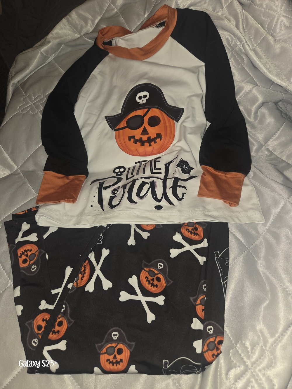 Little Pirate Halloween Pajama Set Pumpkin Skull Kids Black Orange 4y
